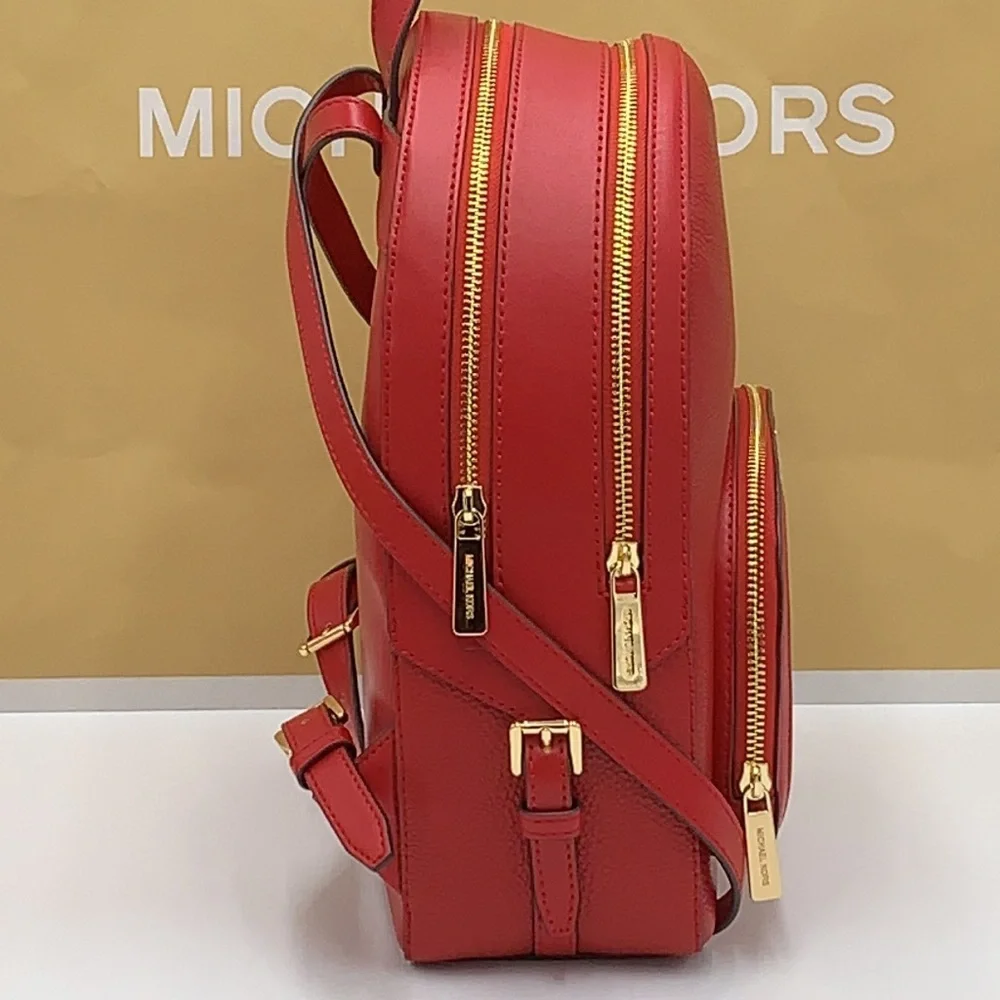 MICHAEL KORS JAYCEE MEDIUM ZIP POCKET BACKPACK COLOR: Bright Red NWT